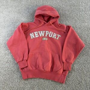 Newport RI Authentic Life Hoodie Mens Small Red Pullover Fleece Sweatshirt